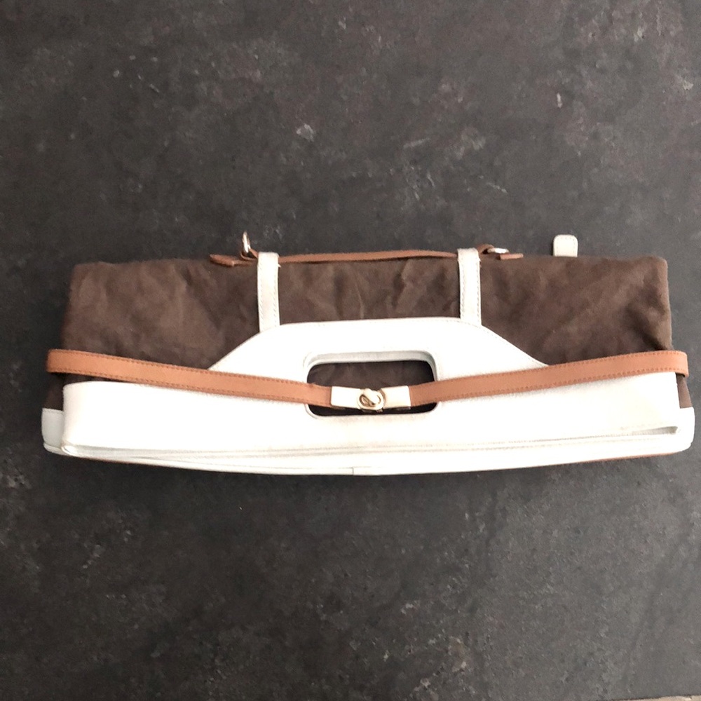 BCBG Canvas & Leather Foldover Bag